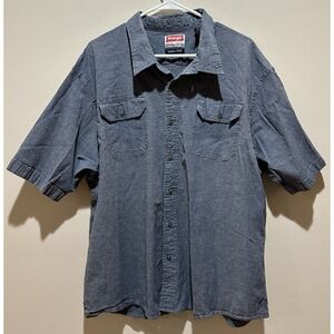Wrangler Men's Comfort Flex Button Up Short Sleeve Shirt Size 3XL‎ - Blue